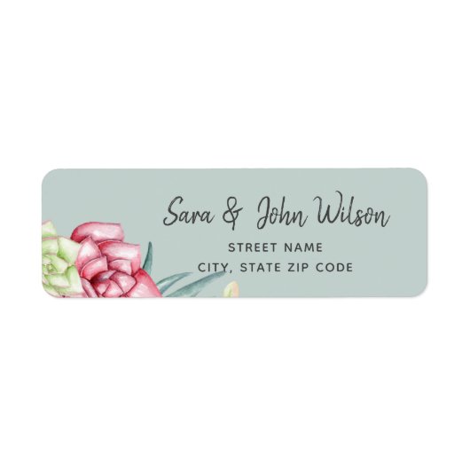 Rustic Succulent Cactus Roos Floral Wedding Etiket (Voorkant)