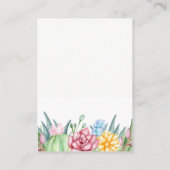 Rustic Succulent Cactus Roos Floral Wedding Informatiekaartje (Achterkant)