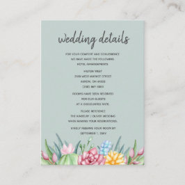 Rustic Succulent Cactus Roos Floral Wedding Informatiekaartje