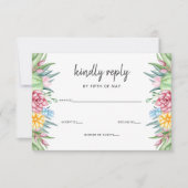 Rustic Succulent Cactus Roos Floral Wedding RSVP Kaartje (Voorkant)