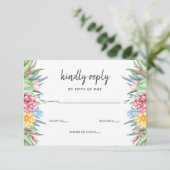 Rustic Succulent Cactus Roos Floral Wedding RSVP Kaartje (Staand voorkant)