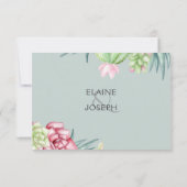 Rustic Succulent Cactus Roos Floral Wedding RSVP Kaartje (Achterkant)