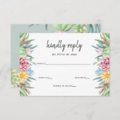 Rustic Succulent Cactus Roos Floral Wedding RSVP Kaartje (Voorkant / Achterkant)