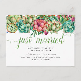 Rustic Succulent Cactus Wedding Announcement Briefkaart
