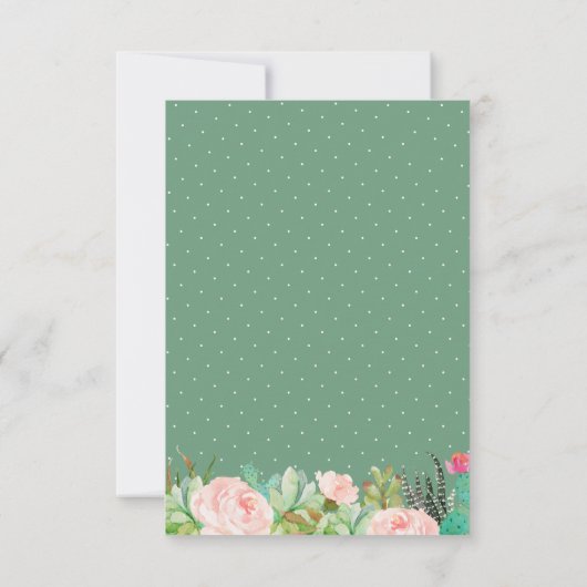 Rustic Succulent Cactus Wedding Reception Details Kaart (Achterkant)