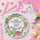 Rustic Succulent Floral 30th Birthday - Paper Bord (Feest)