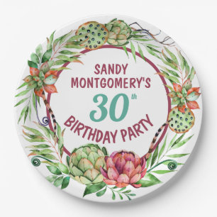 Rustic Succulent Floral 30th Birthday - Paper Bord