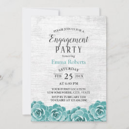 Rustic Succulent Floral Barn Wood Engagement Party Kaart