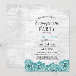 Rustic Succulent Floral Barn Wood Engagement Party Kaart