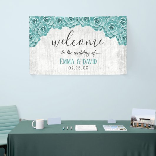 Rustic Succulent Floral Barn Wood Weduwschap Welko Spandoek (Beurs)