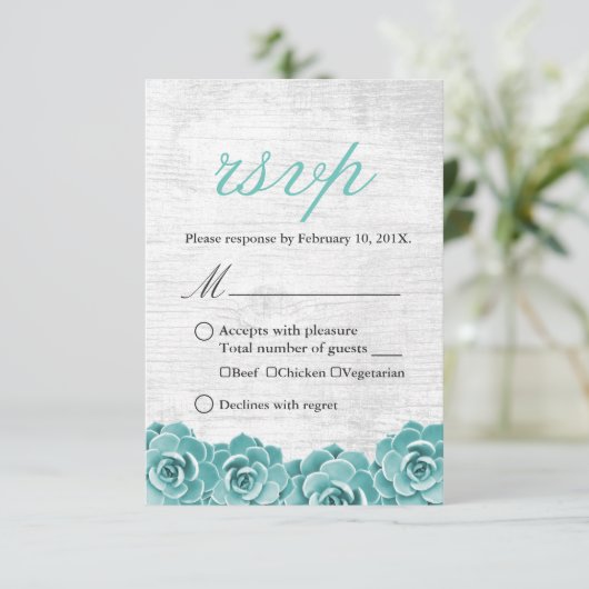 Rustic Succulent Floral Elegant Wedding RSVP (Staand voorkant)