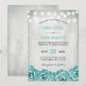 Rustic Succulent Floral String Lights Wedding Kaart (Voorkant / Achterkant)