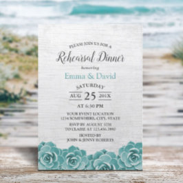Rustic Succulent Floral Wedding Rehearsal Dinner Kaart