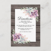 Rustic Succulent Floral Wedding Routebeschrijving Informatiekaartje (Voorkant)