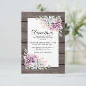 Rustic Succulent Floral Wedding Routebeschrijving Informatiekaartje (Staand voorkant)