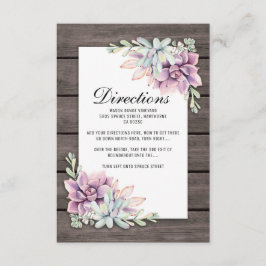 Rustic Succulent Floral Wedding Routebeschrijving Informatiekaartje
