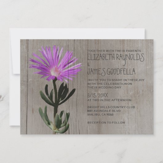 Rustic Succulent Plant Wedding Invitations Kaart (Voorkant)