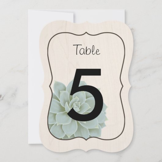 Rustic Succulent Table Numbers Kaart (Voorkant)