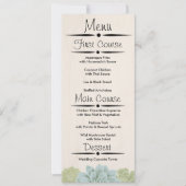 Rustic Succulent Wedding Reception Menu Kaart (Voorkant)