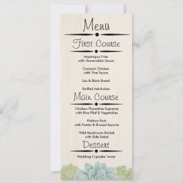 Rustic Succulent Wedding Reception Menu Kaart