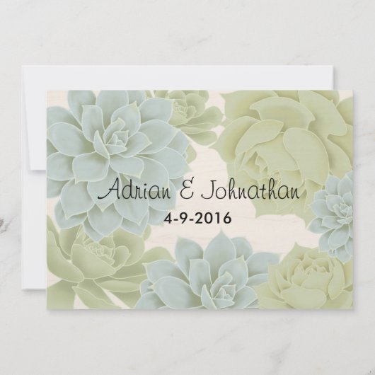 Rustic Succulent Wedding Uitnodiging (Achterkant)