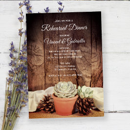 Rustic Succulents and Barn Wood Rehearsal Dinner Kaart