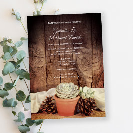 Rustic Succulents and Barn Wood Wedding Kaart