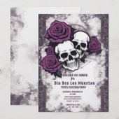 Rustic Sugar Skull Uitnodiging - Dag van de Doden (Voorkant / Achterkant)
