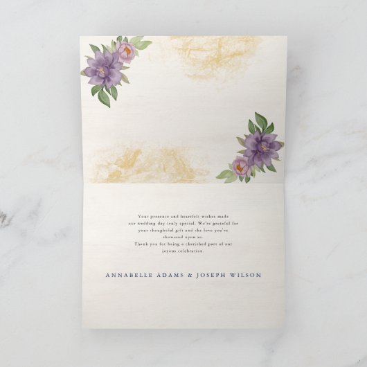 Rustic Summer aesthetic Wildflower Wedding Bedankkaart (Binnen)
