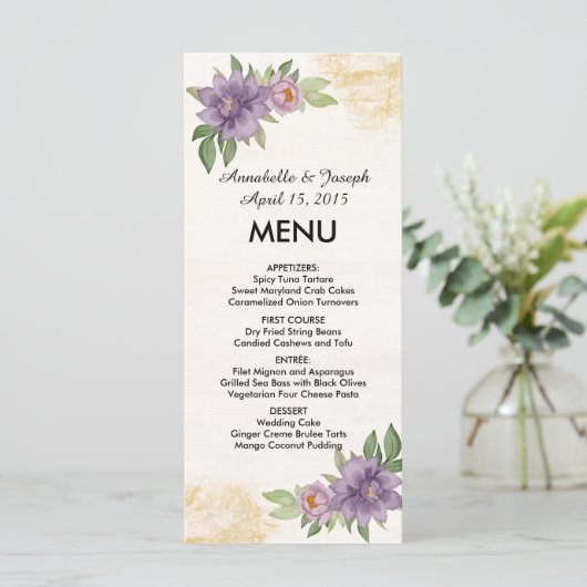 Rustic Summer aesthetic Wildflower Wedding Menu (Staand voorkant)