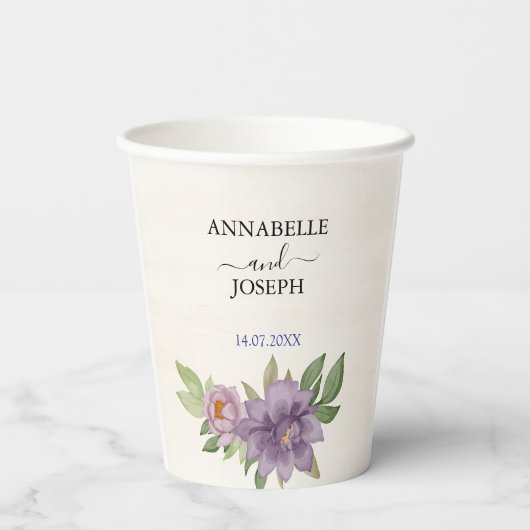 Rustic Summer aesthetic Wildflower Wedding Papieren Bekers (Achterkant)