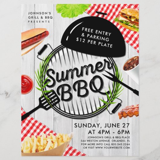 Rustic Summer BBQ Grill Advertisement Event Flyer (Voorkant)