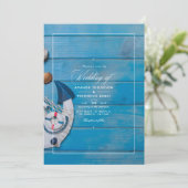 Rustic Summer Beach Nautical Wedding Kaart (Staand voorkant)