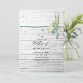 Rustic Summer Beach QR Code RSVP Huwelijk Kaart (Staand voorkant)