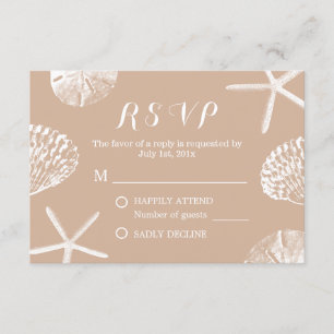 Rustic Summer Beach Seashells Wedding RSVP Kaartje
