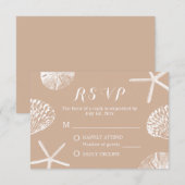 Rustic Summer Beach Seashells Wedding RSVP Kaartje (Voorkant / Achterkant)