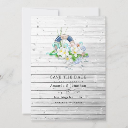 Rustic Summer Beach Wedding Photo Save The Date (Voorkant)