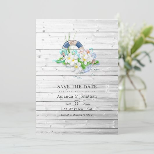 Rustic Summer Beach Wedding Photo Save The Date (Staand voorkant)