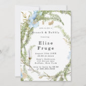 Rustic Summer Fern Wreath Brunch & Bubble Invitati Kaart (Voorkant)