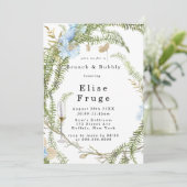Rustic Summer Fern Wreath Brunch & Bubble Invitati Kaart (Staand voorkant)