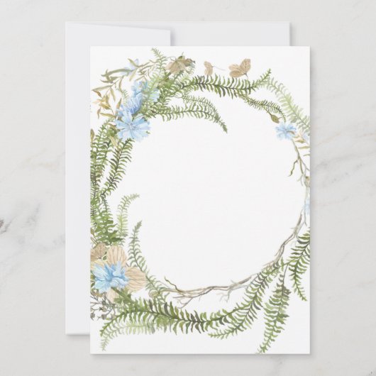 Rustic Summer Fern Wreath Brunch & Bubble Invitati Kaart (Achterkant)