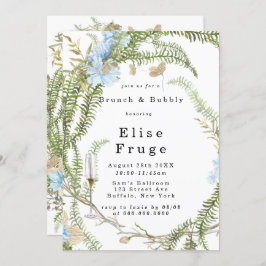 Rustic Summer Fern Wreath Brunch & Bubble Invitati Kaart
