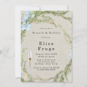 Rustic Summer Fern Wreath Brunch & Bubble Invitati Kaart (Voorkant)