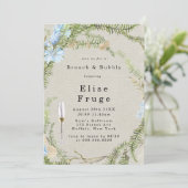 Rustic Summer Fern Wreath Brunch & Bubble Invitati Kaart (Staand voorkant)