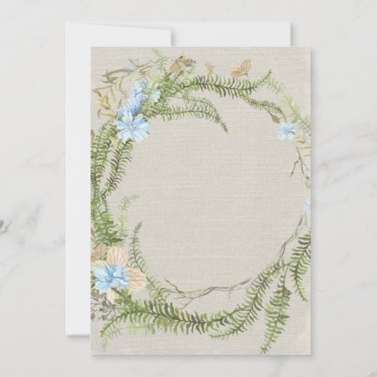 Rustic Summer Fern Wreath Brunch & Bubble Invitati Kaart (Achterkant)