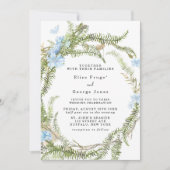 Rustic Summer Fern Wreath Butterfly Wedding Invita Kaart (Voorkant)