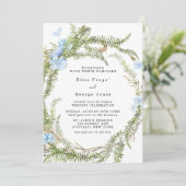 Rustic Summer Fern Wreath Butterfly Wedding Invita Kaart (Staand voorkant)