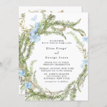 Rustic Summer Fern Wreath Butterfly Wedding Invita