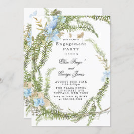 Rustic Summer Fern Wreath Engagement Party Invitat Kaart