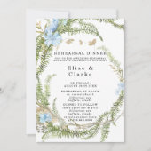 Rustic Summer Fern Wreath Rehearsal Dinner Invitat Kaart (Voorkant)